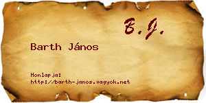 Barth János névjegykártya